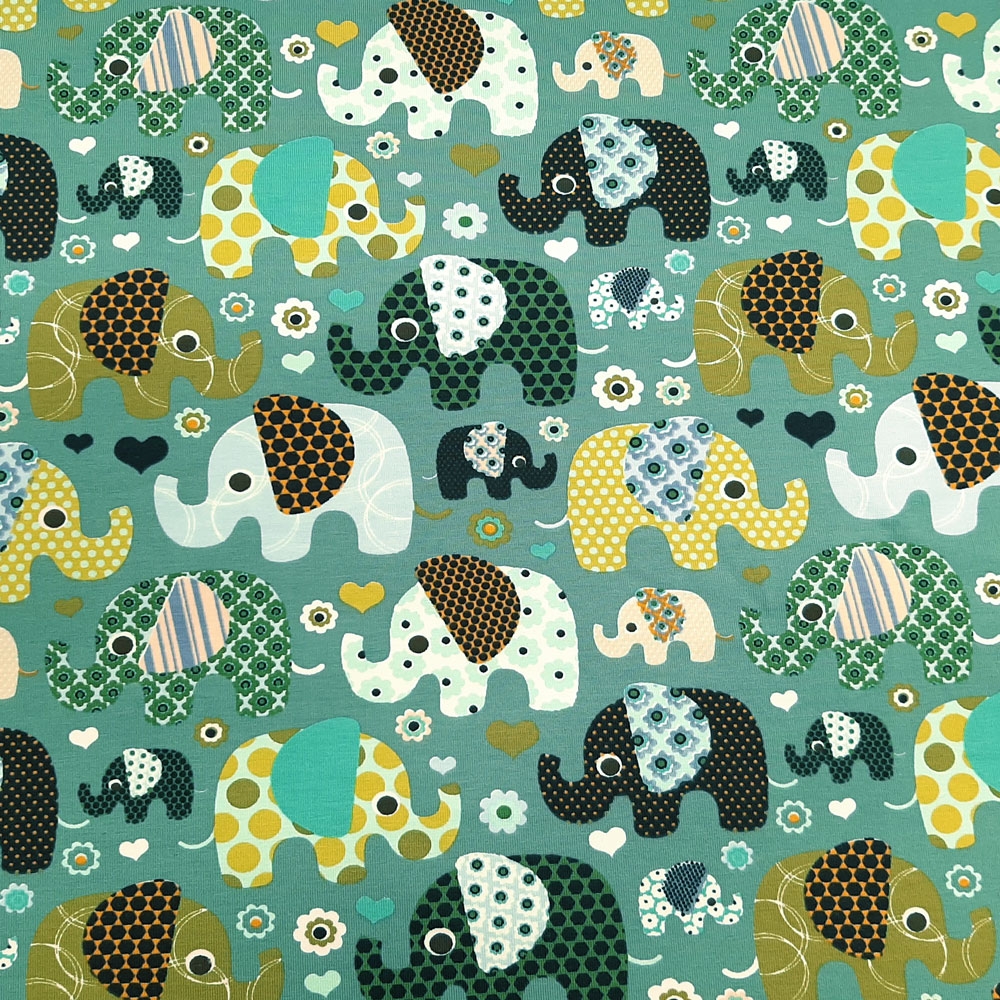 Elephant Cotton Jersey Fabric – Grønn