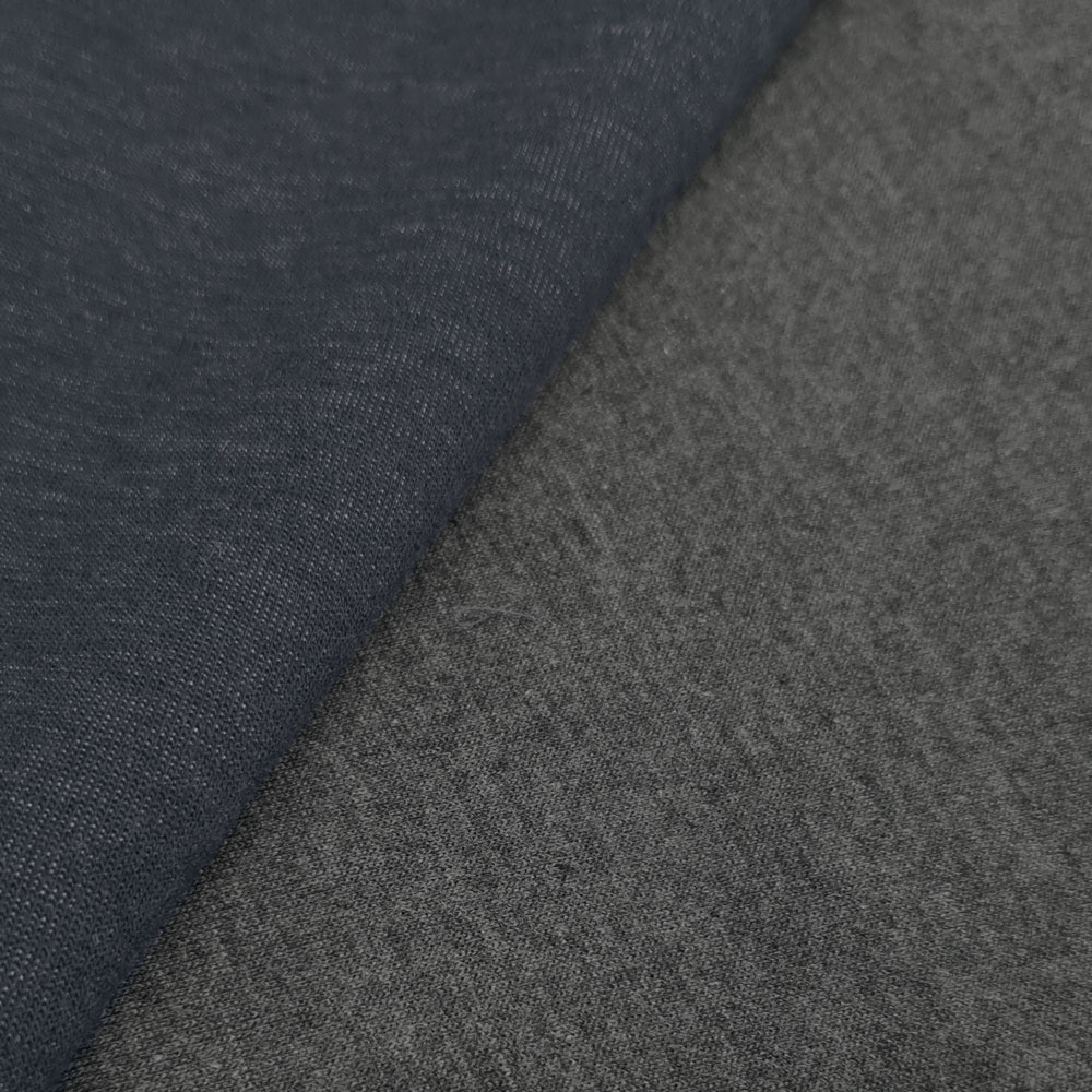 Florean - Merino Double Face Jersey - Oversized 167cm - Gråmelert / Mørkeblå