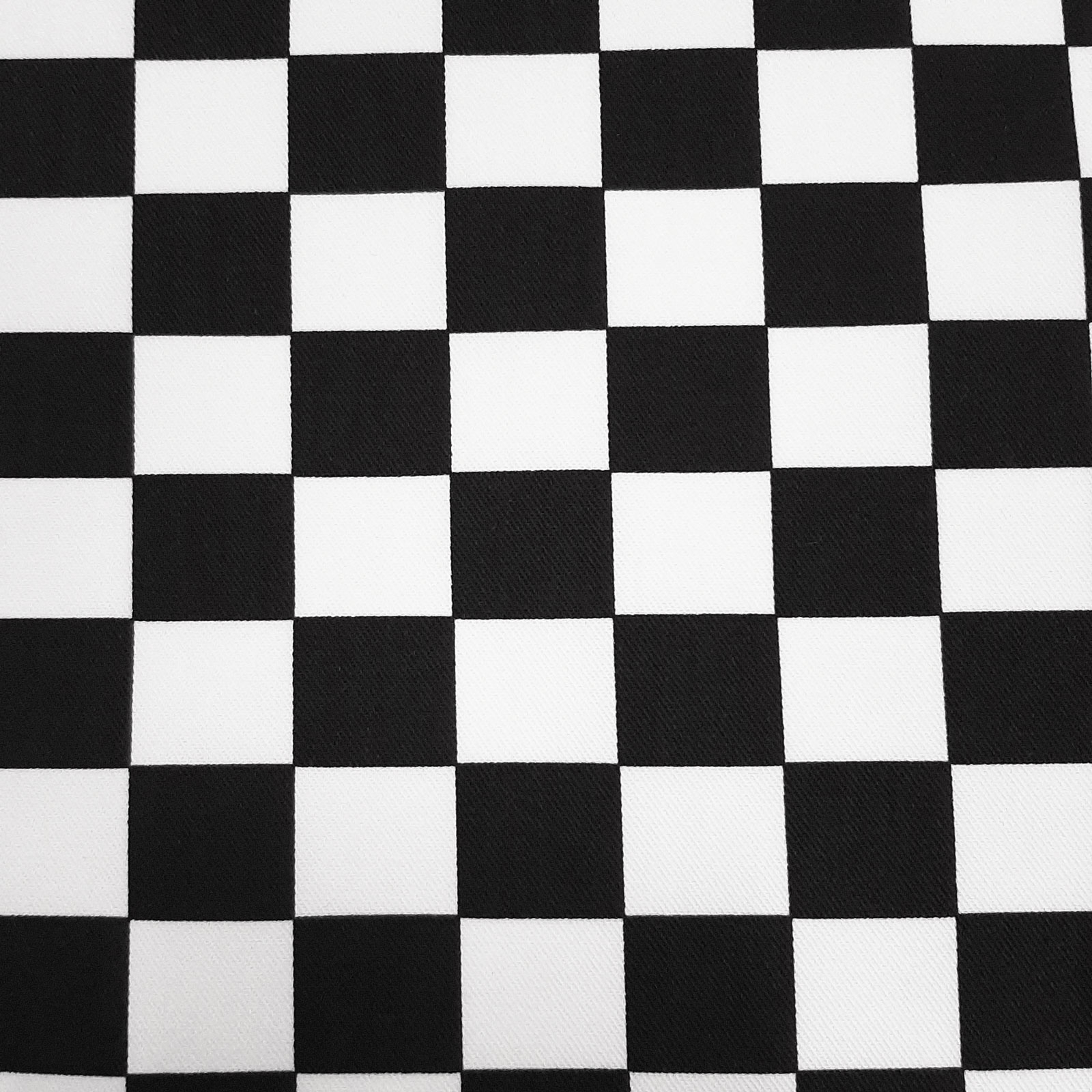 Quadro print stoff – rutete - svart og hvit rutete
