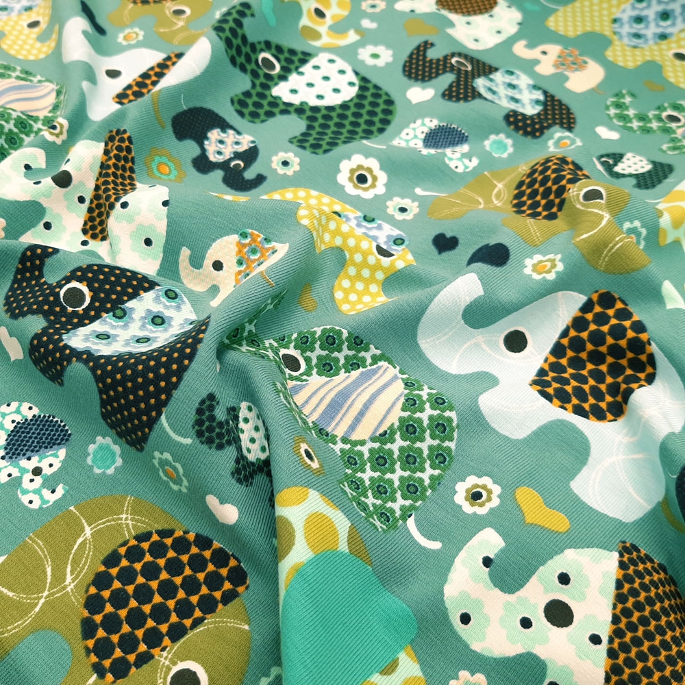 Elephant Cotton Jersey Fabric – Grønn
