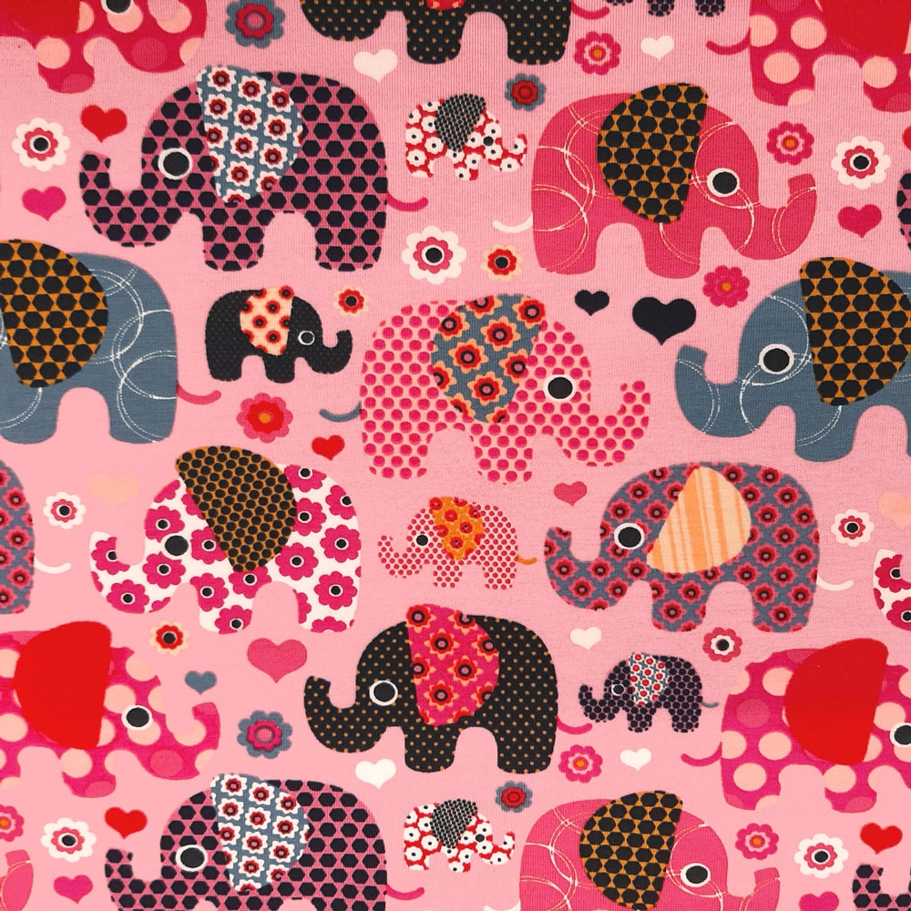 Elephant Cotton Jersey Fabric – Rosa