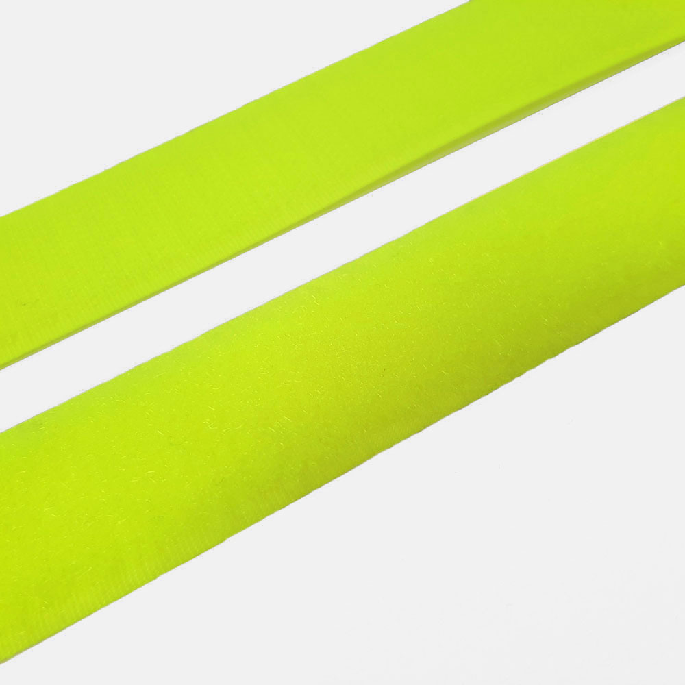 Industriell borrelåstape (løkke og kroketape), bredde 25 mm - Neon gul