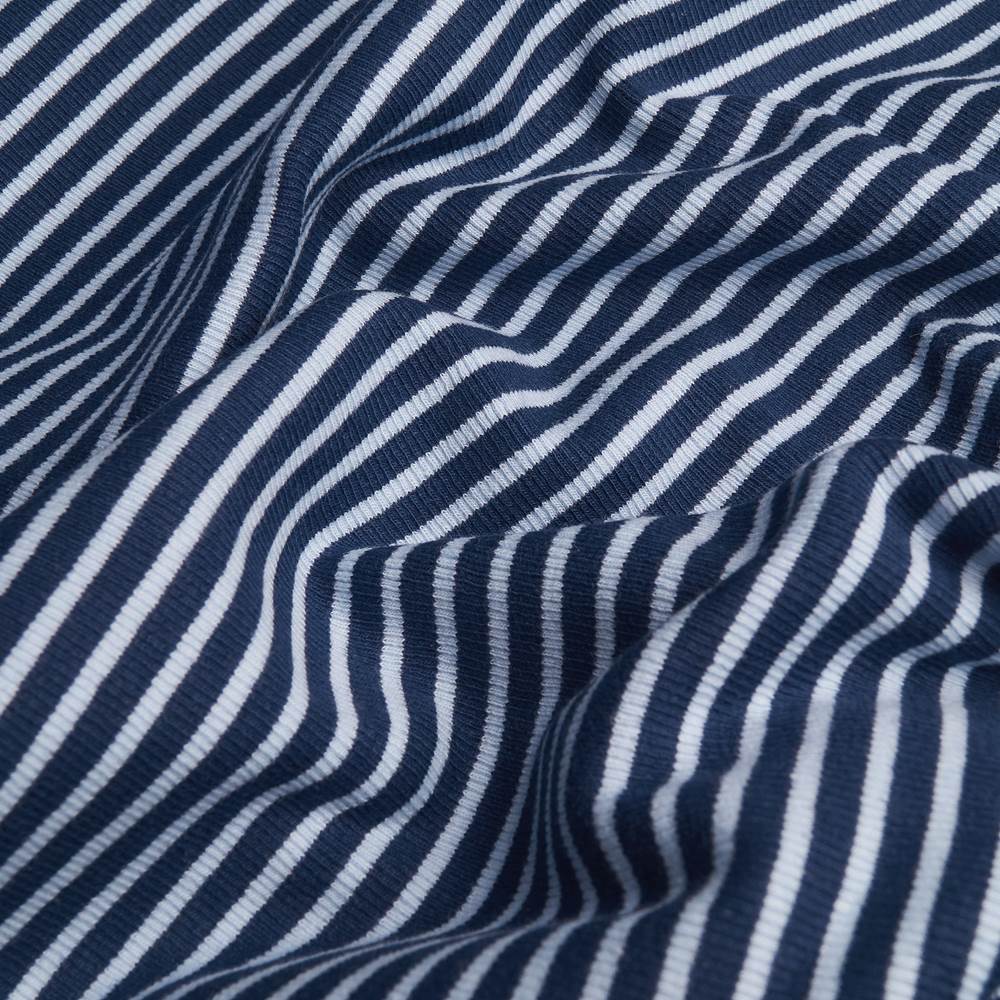 Fynn strikket mansjetter / rørformet strikket stoff (lys blå marineblå) per 10 cm
