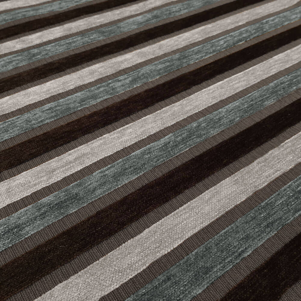 Aika - Dekorasjons- og møbelstoff med striper - Antracit (Lys grå,Petrol,Svart)