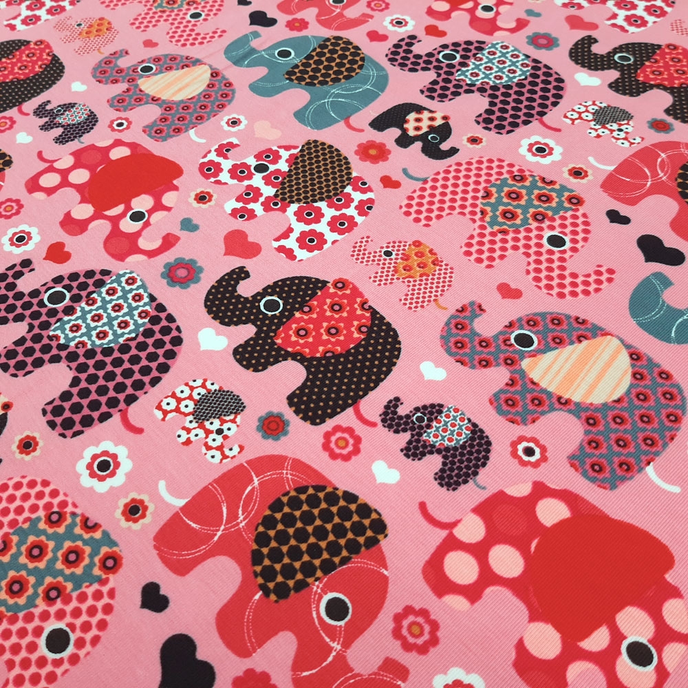 Elephant Cotton Jersey Fabric – Rosa